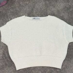 Zara Ivory Textured Knit Top